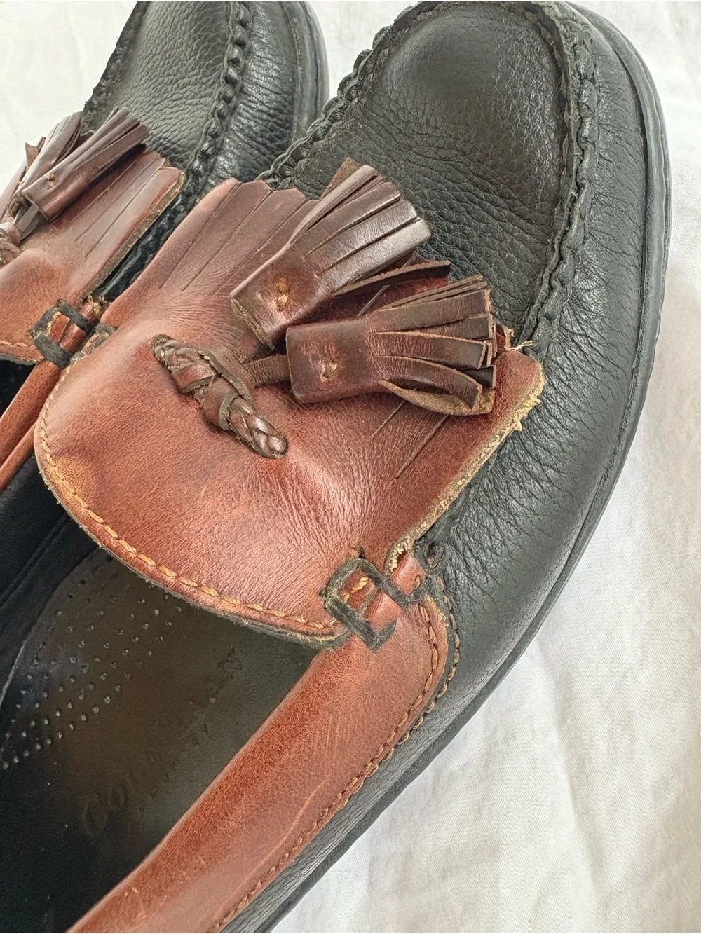 Cole Haan Brown and Black Tassel Kiltie Loafers